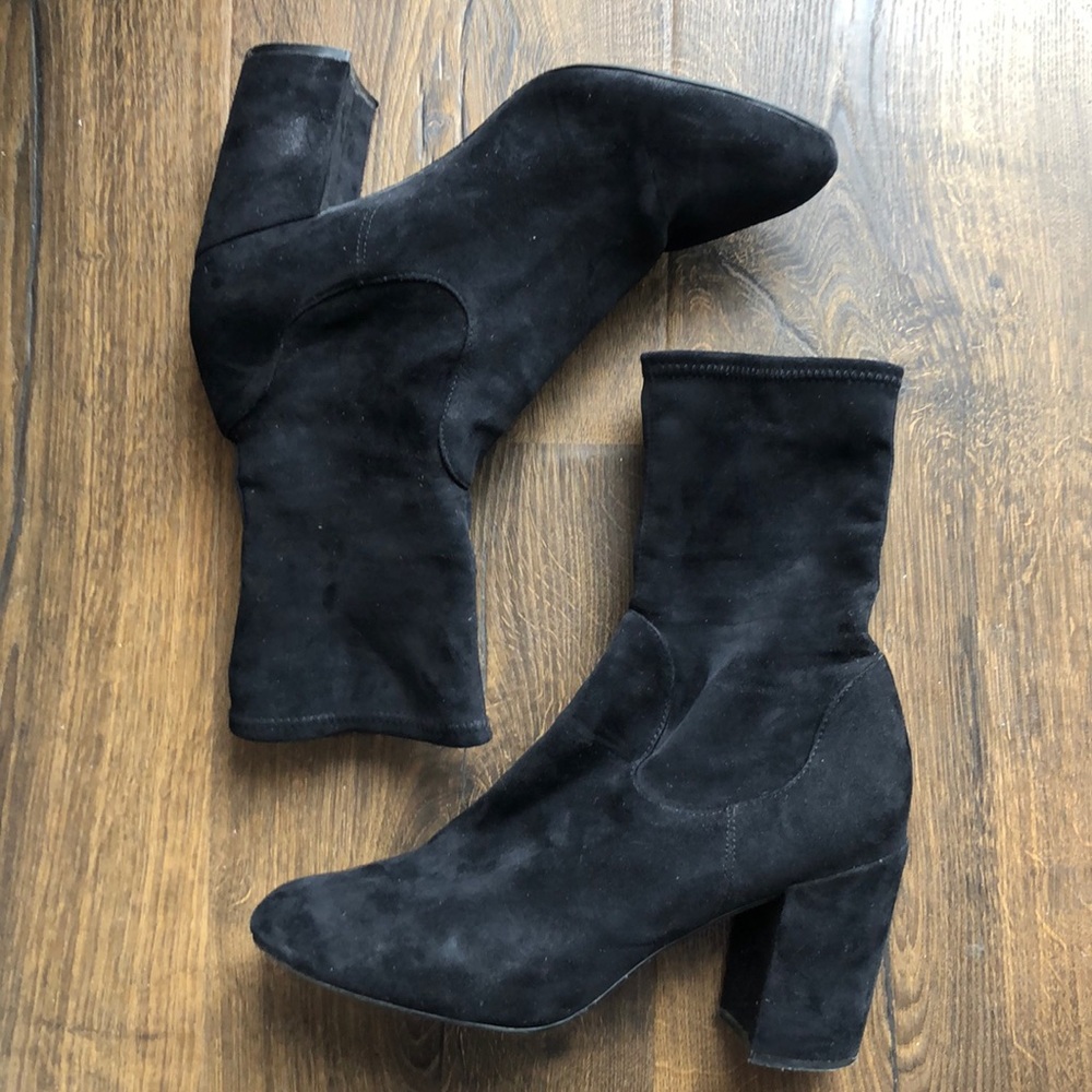 Velvet Heeled Sock Bootie- Size 10